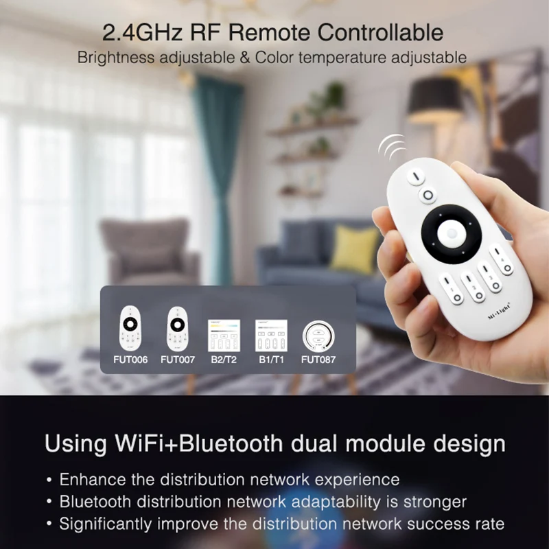 Miboxer 2.4GHz Single Color Dual White RGB RGBW RGB+CCT LED Controller (WiFi+2.4G) FUT035W Dimming Smart Music APP Voice Control