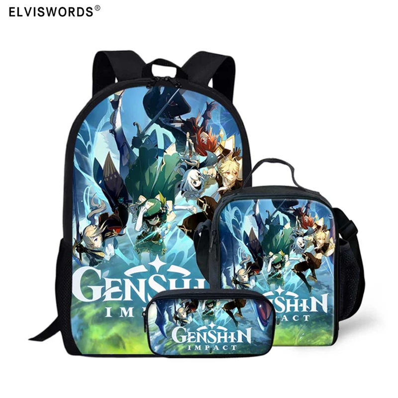 ELVISWORDS nueva adolescente Set de mochilas escolares de la isla de Kyushu Impresión de Anime mochilas estudiante Mochila niños niñas Mochila de moda Mochila Bolsa