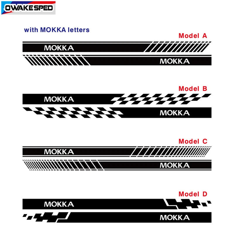 Dla OPEL MOKKA X drzwi samochodu boczna dokładka naklejki sporty wyścigowe paski zawieszenie dekoracyjne naklejki akcesoria zewnętrzne DIY etykiety