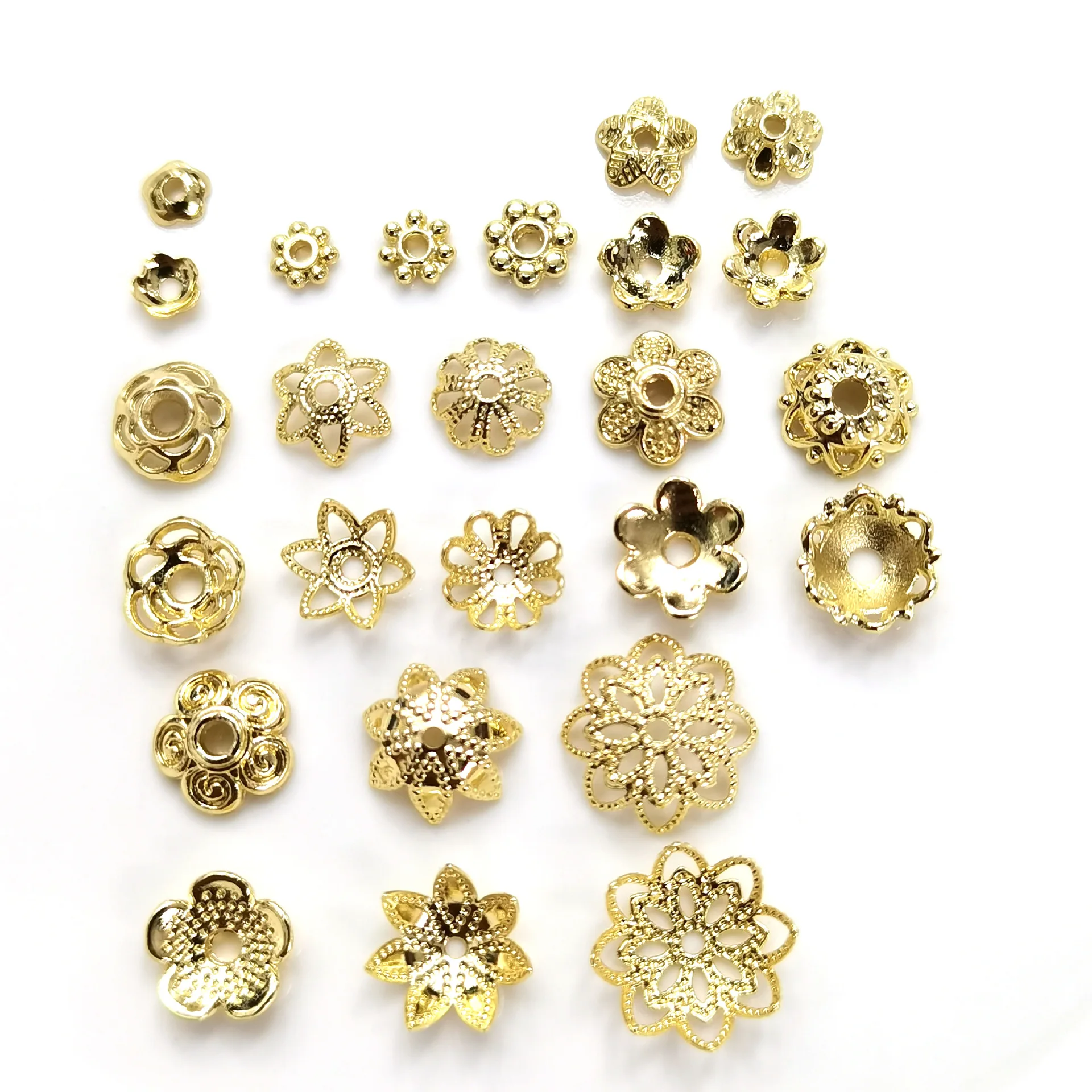 Promotion 2021 Color Retention 14K Real Gold Plated Copper Flower Hat Bead Caps Separator DIY Findings Jewelry Fitting