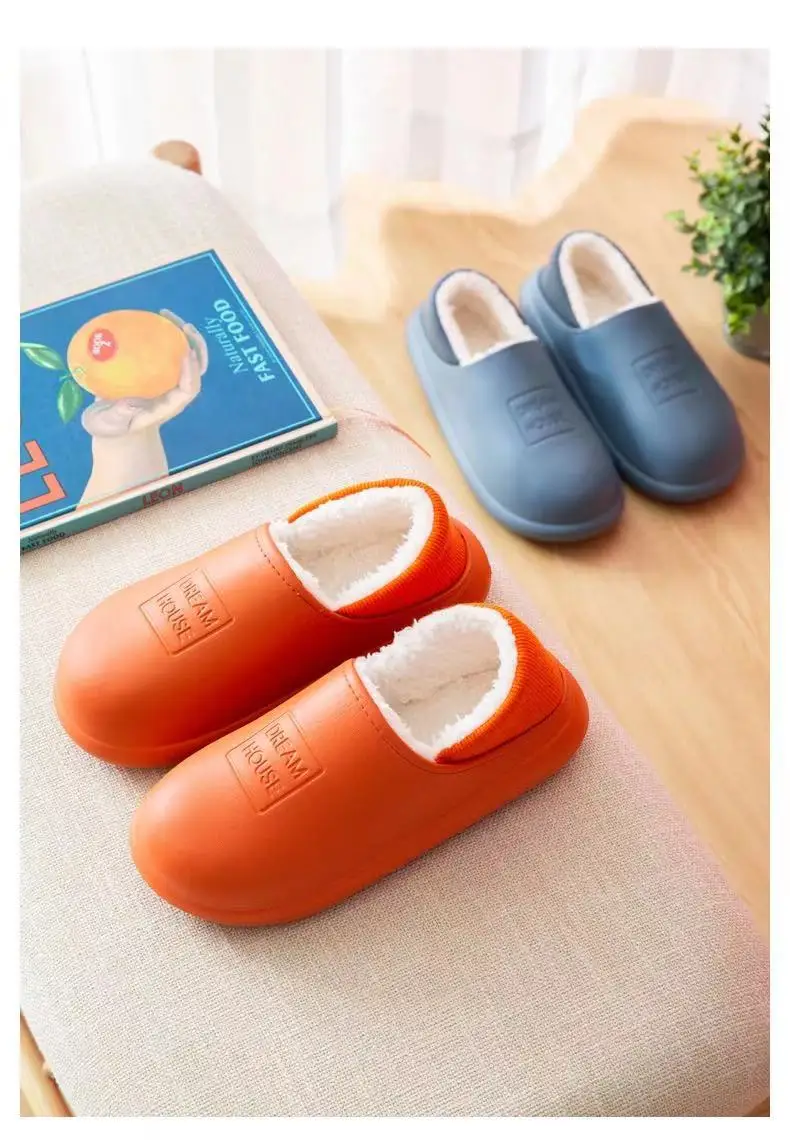 Women Slippers Winter Waterproof Warm Plush Home Cotton Shoes Female Non-Slip Casual Indoor Bedroom Flats Women\'s Footwear 2024