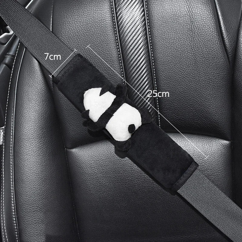 Cute Cartoon Panda Doll Car Seat Headrest Neck Pillow Support Soft Plush Auto Seatbelt Cover Car Interior Accessories Quality