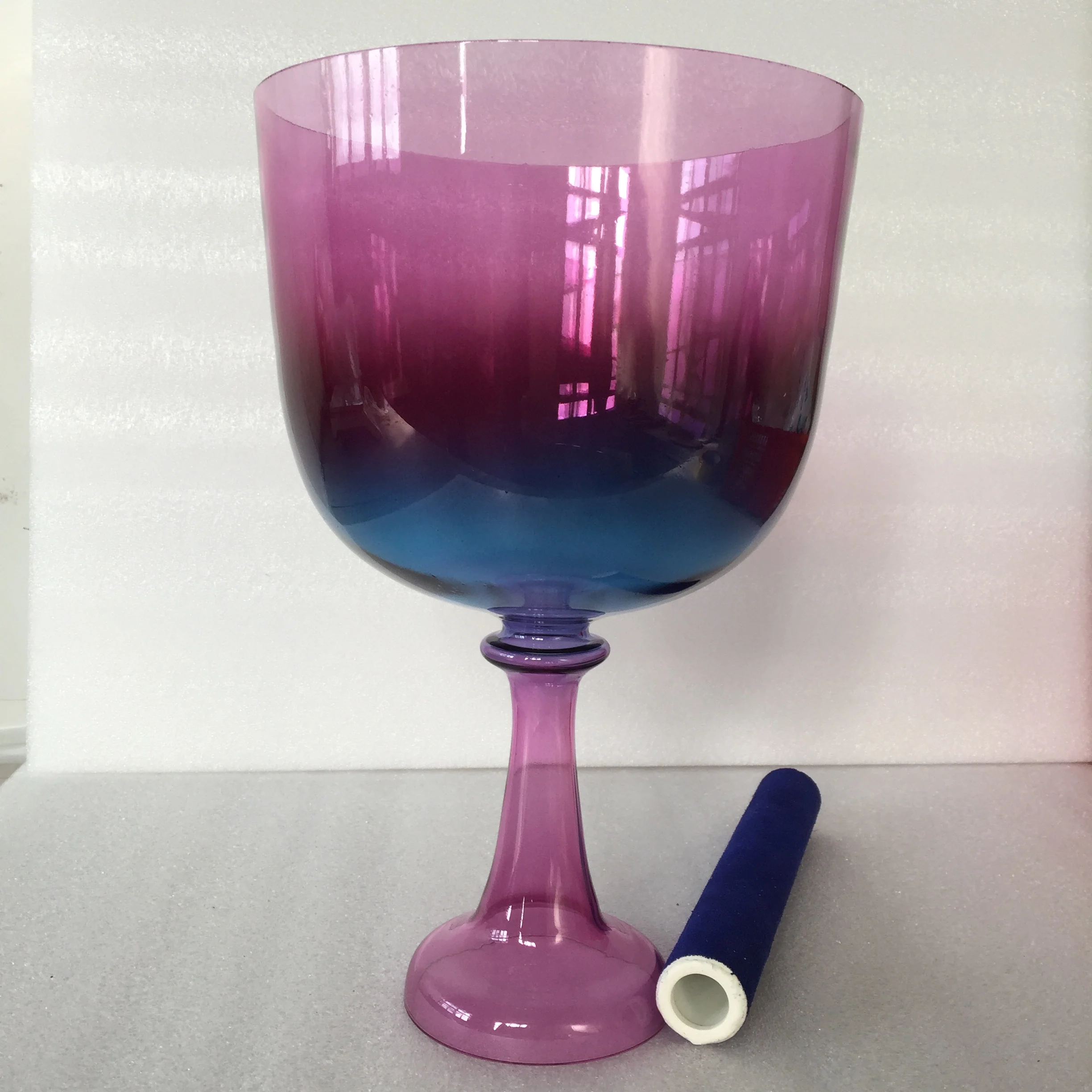 3rd Octave about 7 inch mixed color Crystal Singing Grail/chalice Perfect A note Third eye chakra in 432HZ Standard + a bag