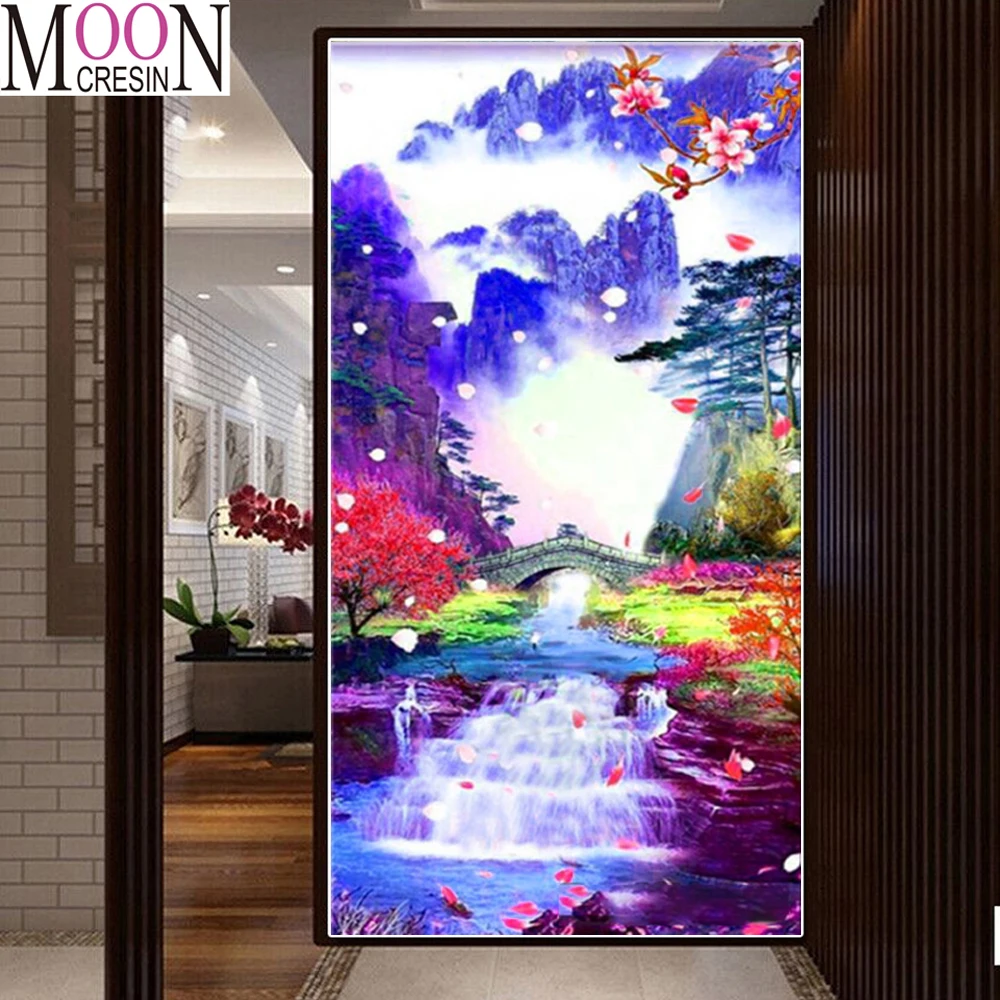 

Diy Diamond Painting Cross Stitch Landscape Waterfal Diamond Mosaic Diamond Embroidery Full Square Round Drill Decor Rhinestones