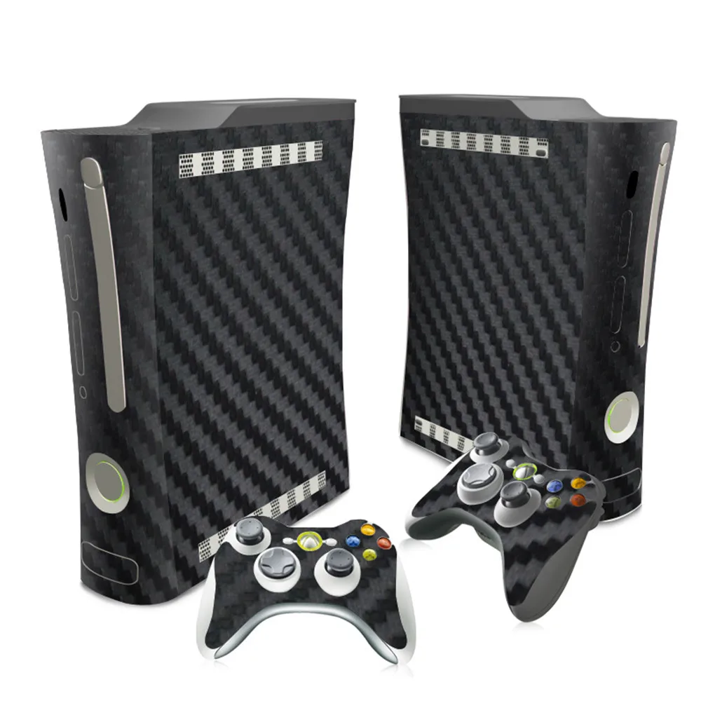 Easy to Install Vinyl Skin Sticker for Microsoft Xbox 360 Original Fat Console and Controller Skins Stickers carbon fiber skin