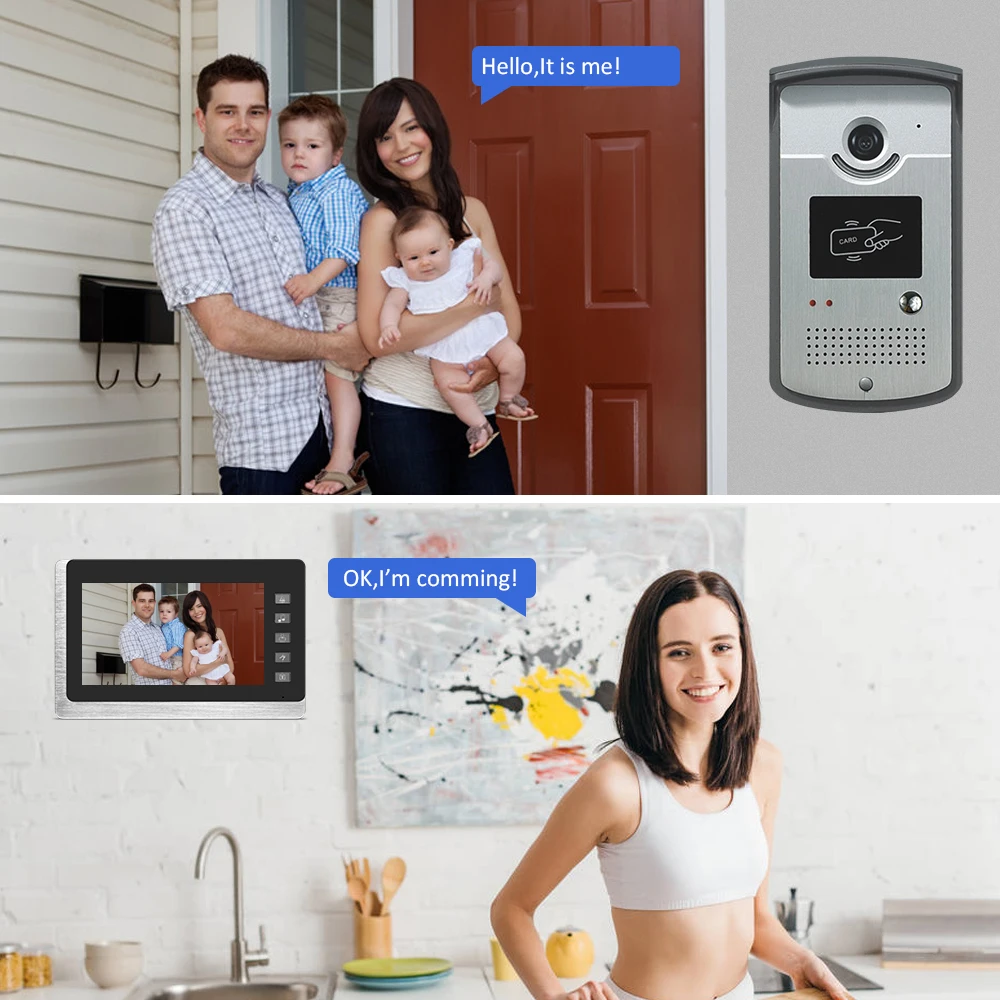 Video Door Intercom Entry System Kit WOLILIWO Wired Video Doorbell Phone Rainproof Call Panel IR Camera for Home Security