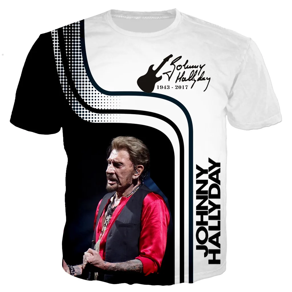 Johnny Hallyday 3D Printed T-shirt Hot Sale Harajuku Streetwear Oversized T Shirt Men Women Fashion Casual Short Sleeve Tops