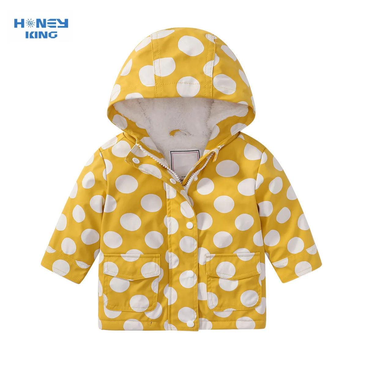 

HONEYKING Baby Girls Jacket Kids Cotton-padded Coats Hoodie Waterproof Thicken Warm Children's Clothing For Boy's Outerwear