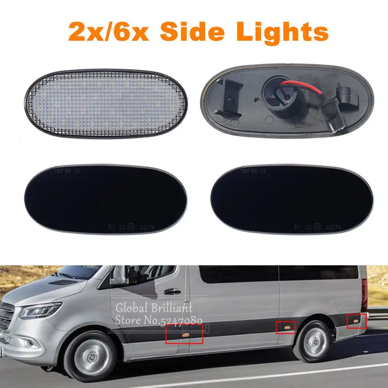 2x/6x 36LED Side Marker Light Turn Signal Indicator Light Repeater Panel Lamp For Volkswagen Crafter 2006 For Benz Sprinter W906