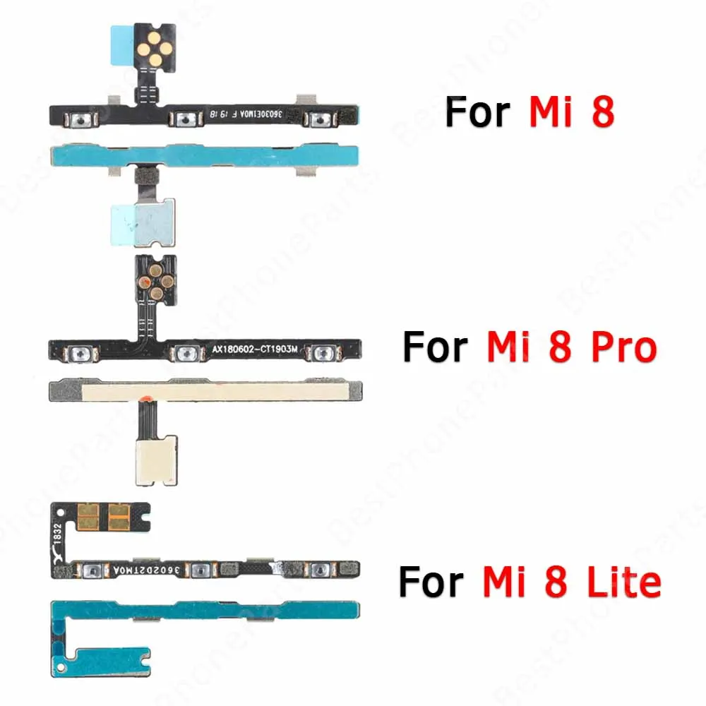 

For Xiaomi Mi 8 Pro Mi8 Lite Side Button Power On Off Mute Volume Spare Parts Key Switch Replacement Flex Cable
