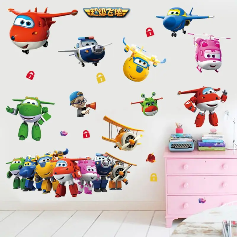 Hot Cartoon Super Wings Deformation Airplane Robot Baby Home Decoration Anime Posters Wall Decal Art Game WallPaper Kids Nursery