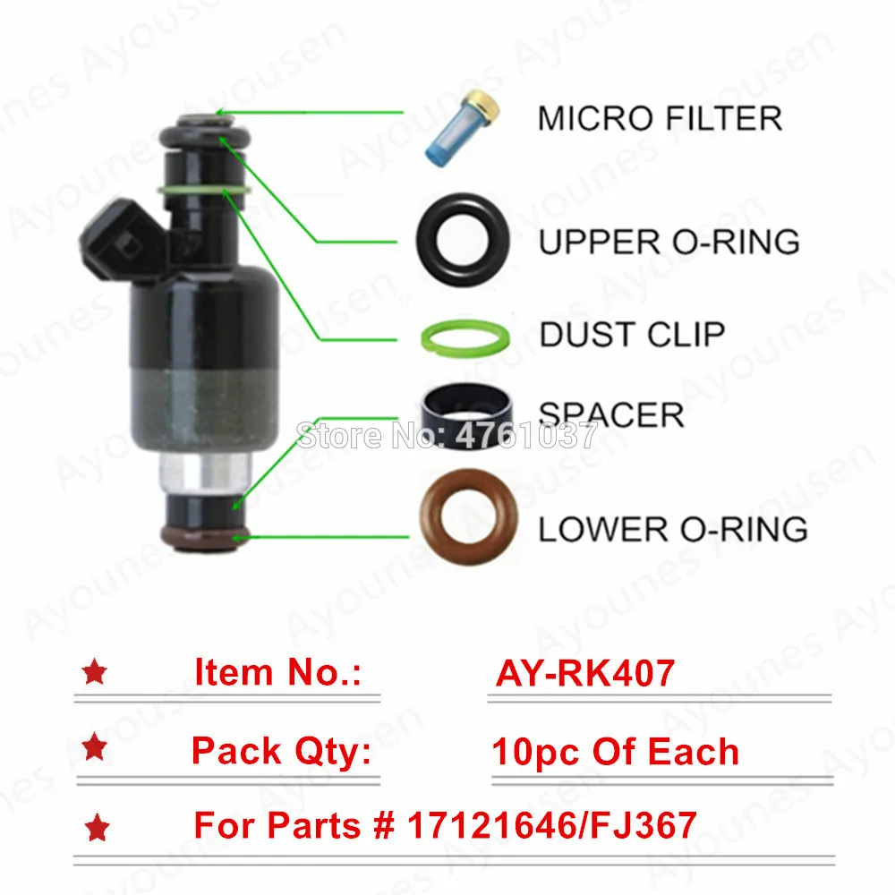 10sets for Daewoo Lanos1.6L Saturn SC SL SW 1.9L Fuel Injector Repair Kits for 17121646 21007593 (AY-RK407)