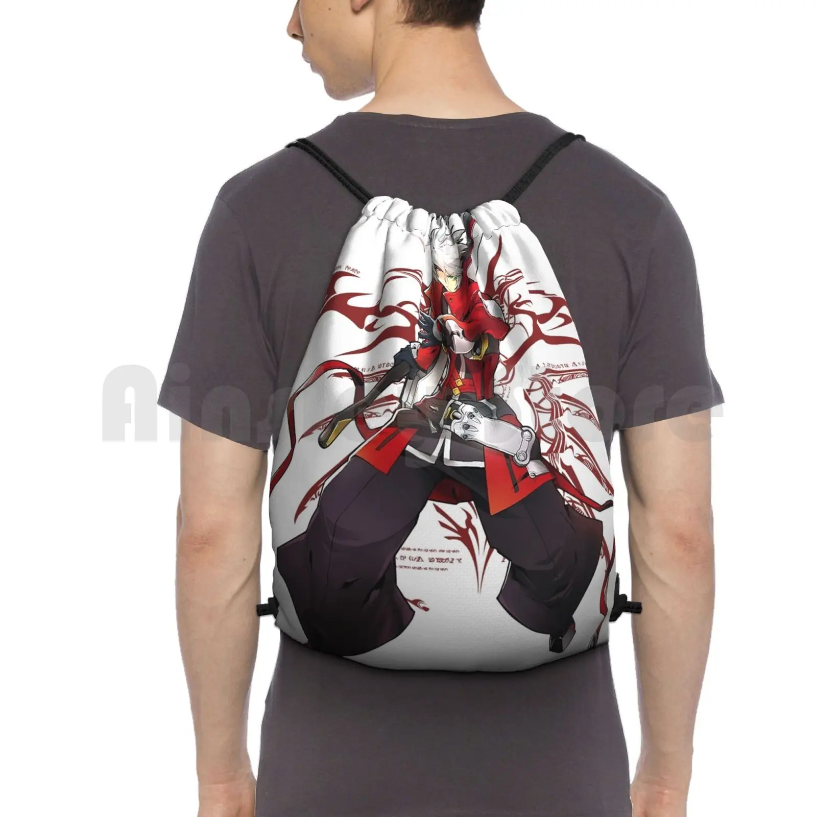 

Ragna The Bloodedge Backpack Drawstring Bags Gym Bag Waterproof Ragna Blood Blazblue Sword Guy Anime