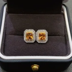 New Arrival Natural Citrine Earring Studs with Stone Size of 5*5mm and 925 Sterling Silver for Women Elegant Design Wear Jewelry