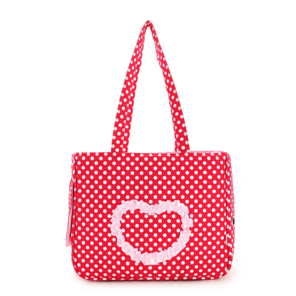 Red Love Pattern Dot Dog Carrier Purse Pet Travel Bag Cat Portable Handbag Soft Sided Tote with Fleece Pads for Small Pets