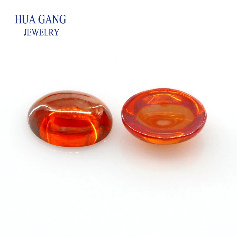 Orange Cubic Zirconia Stone Oval Shape Cabochon Cut Flat Back Loose CZ Stone Synthetic Gems For Jewelry