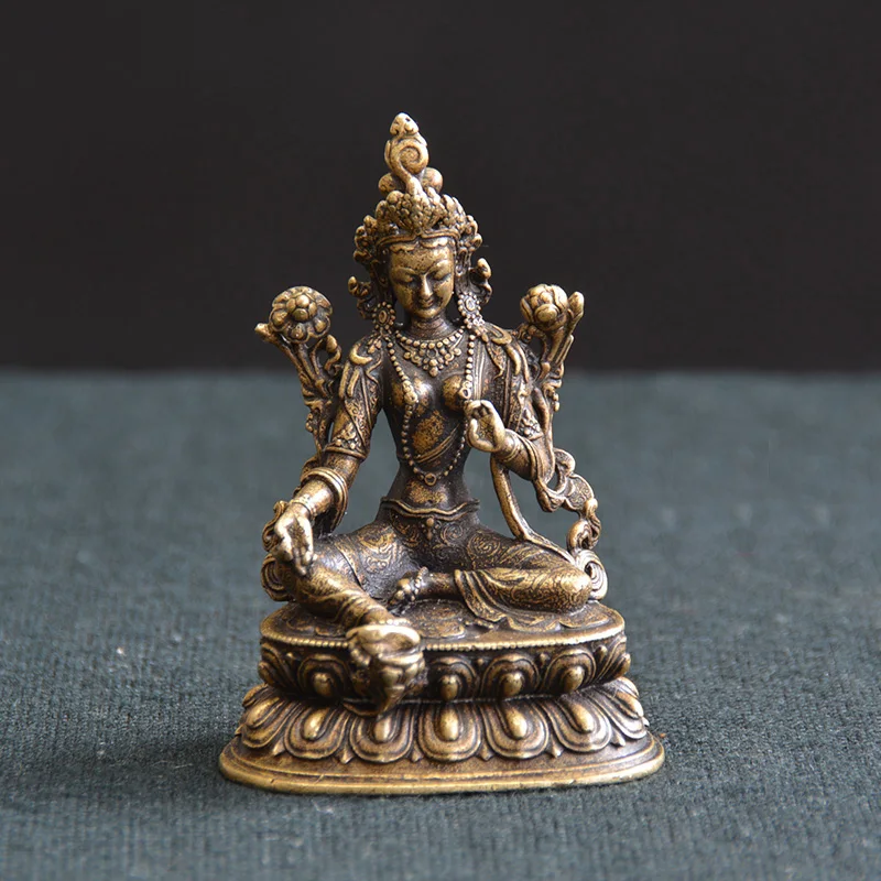 Aprox 5.5CM Height Green Tara Small Copper Statues Tantric Statues Buddha Statue Buddhism Buddhist Figure Figurine Desktop