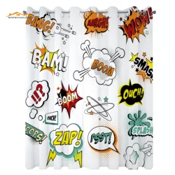 Superhero Window Curtains Old Fashioned Comics Inspired Artwork Retro Fictional Effects Cartoon Motifs Living Room Bedroom Decor