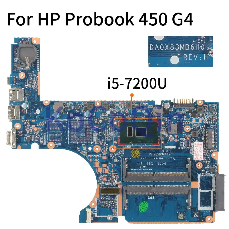 

For HP Probook 440 450 470 G4 I5-7200U Laptop Motherboard DA0X83MB6H0 SR2ZU DDR4 Notebook Mainboard