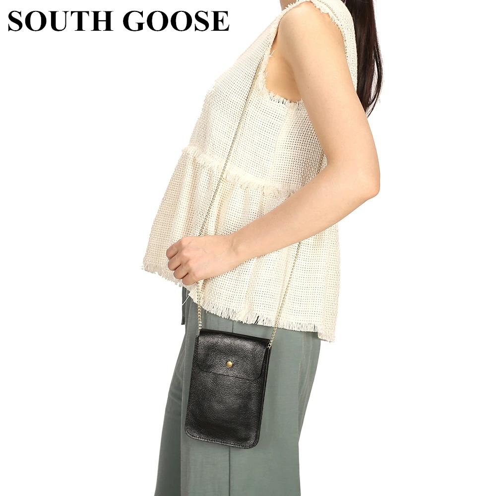 

SOUTH GOOSE Genuine Leather Mini Women Shoulder Bags Female Simple Phone Flap Messenger Bag Candy Handbag and Purse For Ladies