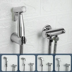 Handheld Portable Cloth Diaper Bidet Toilet Shattaf Sprayer Bathroom Toilet Bidet Shower Head Brass Valve With Hose and Holder