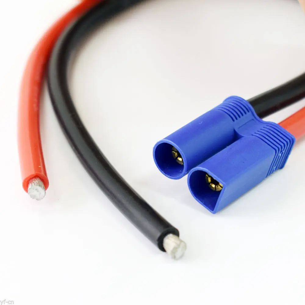 1pc 20cm 10AWG EC5 Male Jack Battery Connector Silicone Wire DIY Cable Red + Black