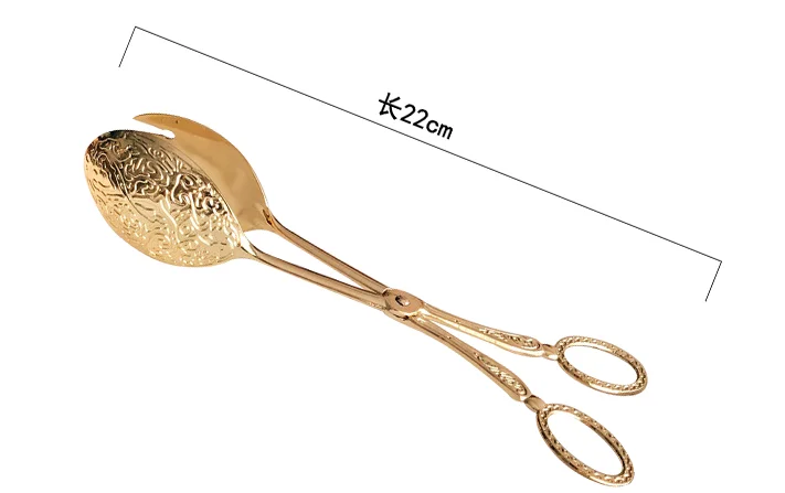 Vintage Retro Bread Steak Food BBQ Salad Toast Gold Tongs Cake Pastry Tea Clips Clamp Kitchen Cooking Tool Buffet Kitchen 12cm
