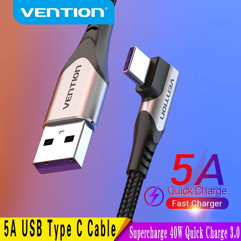 Vention 5A kabel USB typu C do Huawei Mate 30 P40 P30 doładowanie 40W szybkie ładowanie 3.0 SCP szybka ładowarka USB-C kabel 3m