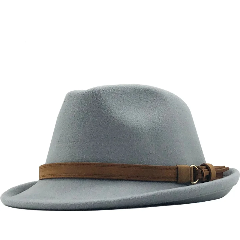 2022 Hot Wool Women Men Fedora Hat For Winter Autumn Elegant Lady Gangster Trilby Felt Homburg Church Jazz Hat