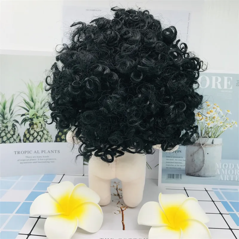 20CM doll hair golden brown long curly hair black short curly hair wig can make a variety of hairstyles DIY doll accessories