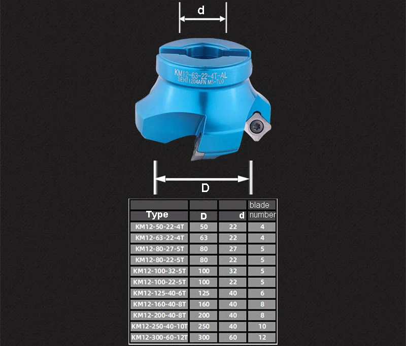 AP16 KM12 50-22-4T-AL 63-22-4T-AL CNC Milling Cutter Head Face Milling Cutter Plate Aluminum Endmill Machine Cutter 50 63 80 100