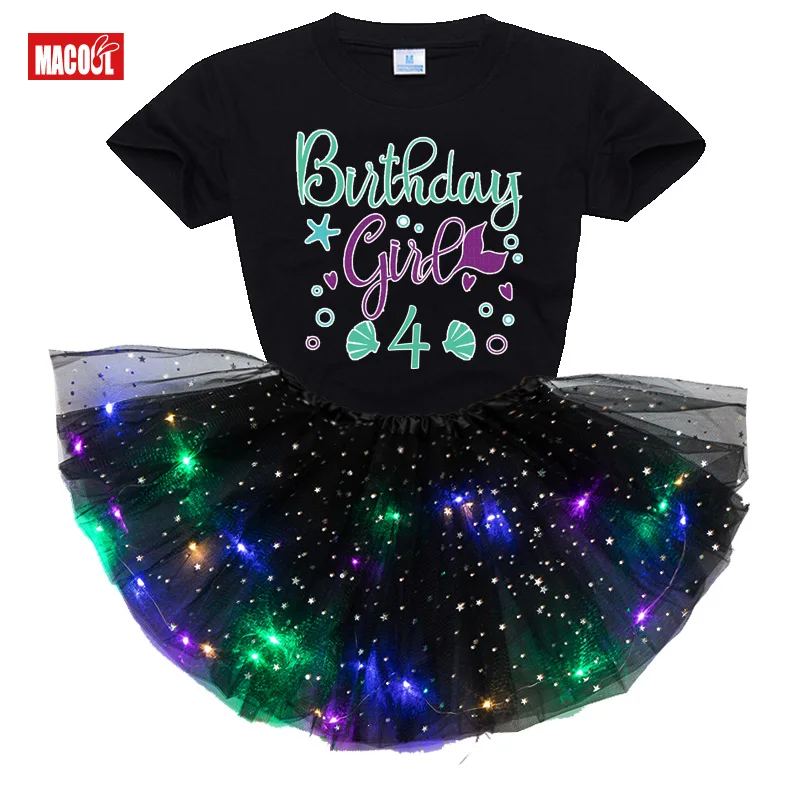 

Baby Girl Birthday Tutu Dress Sets Party Gift Personalized Custom Name Number Summer Clothes Children Suit Kids Outfit Clothing