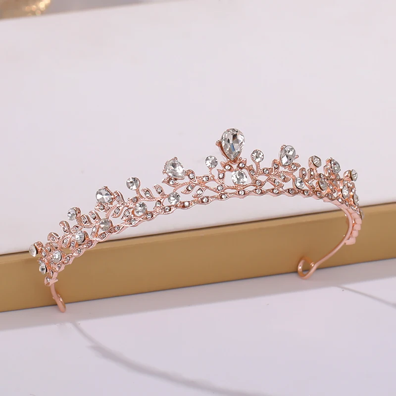 Crystal Rhinestone Leaf Crown and Tiara Wedding Hair Accessories For Women Bride Priness Tiaras Diadema Bridal Hair Jewelry