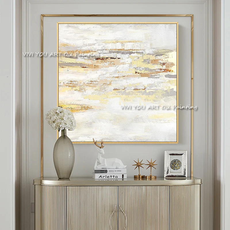 

High Quality Modern abstract Gold sky Nordic Art Large Decorative 100% Handmade Oil painting Home Decoration Drawing