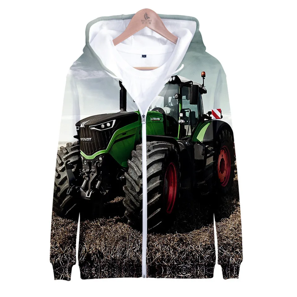 2 To 14 Years Kids Hoodies 3D Tractor Pattern Car Printed Hoodie Sweatshirt Boys Girls Harajuku Cartoon Coat Children Clothes