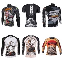 Men's Monkey MMA Boxing Training Tight T-shirt Boxing Suit Sanda Tiger Taekwondo Sports Shirt Gym Fighting Workout Clothes
