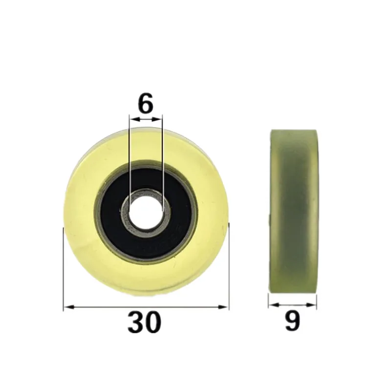 10pcs/50pcs 6*30*9mm Polyurethane PU 626 626RS Drawer Showcase Low Noise Roller Bearing Friction Pulley 6x30x9mm