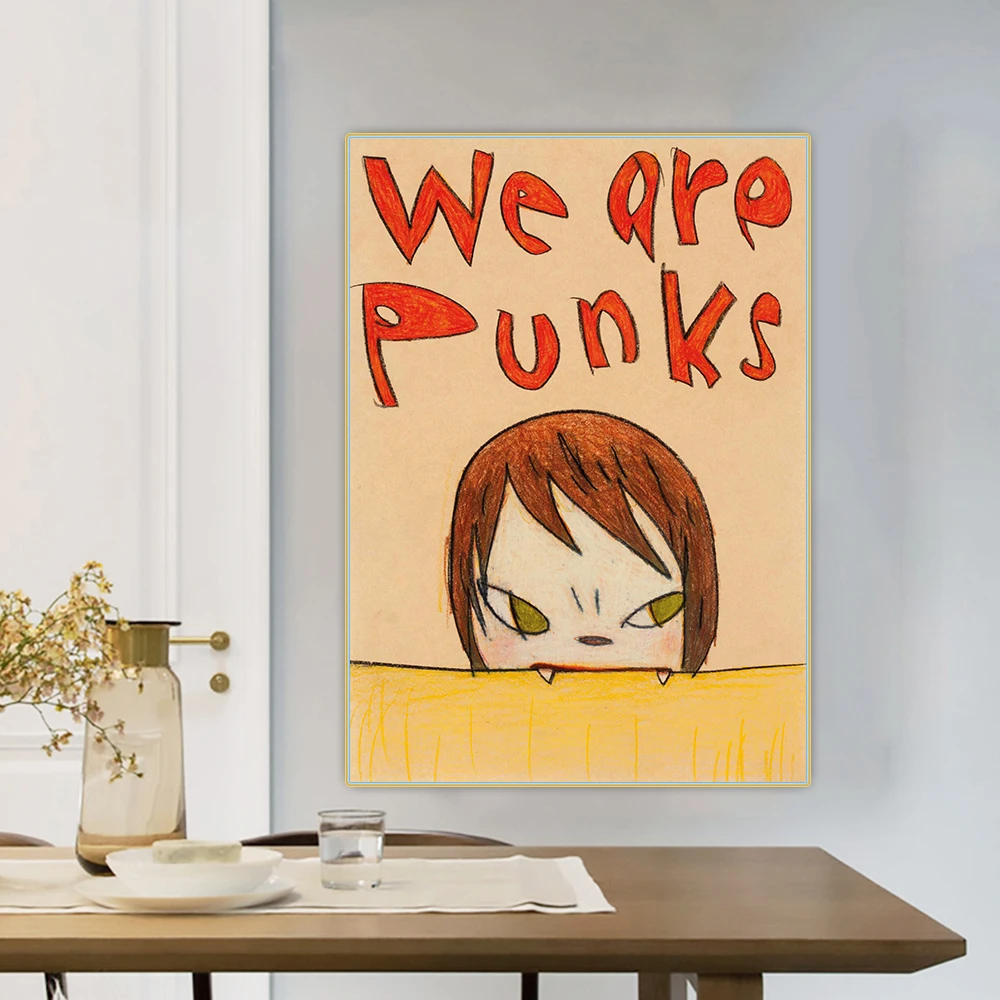 Yoshitomo Nara《We Are Punks》Cartoon Japanese Canvas Art Oil Painting Aesthetic Artwork Picture Wall Decor Home Decoration