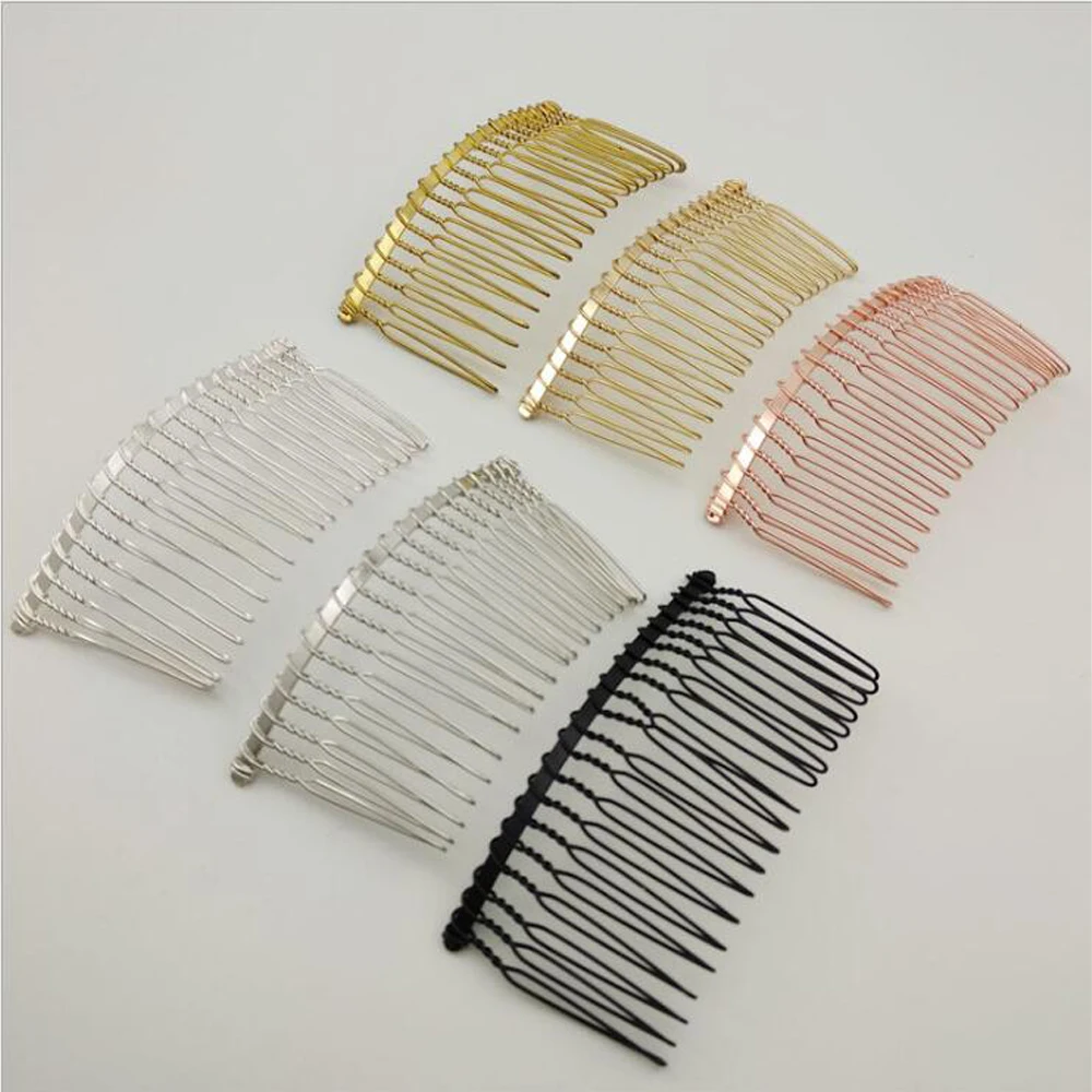 20 teeth iron hair Bridal Veils comb 7.8 * 3.8cm wire inserted comb manual DIY wedding Veil iron twist metal comb