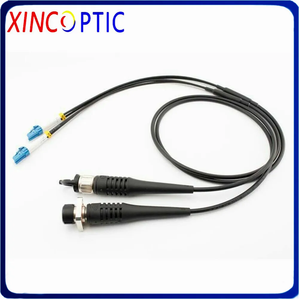 SM,2C,G657A1,4.5mm,TPU Armored Cable,0.5M,ODC Round(Male) to LC/UPC Fiber Optic Patch cord,30cm from Plug to LC/UPC Connector