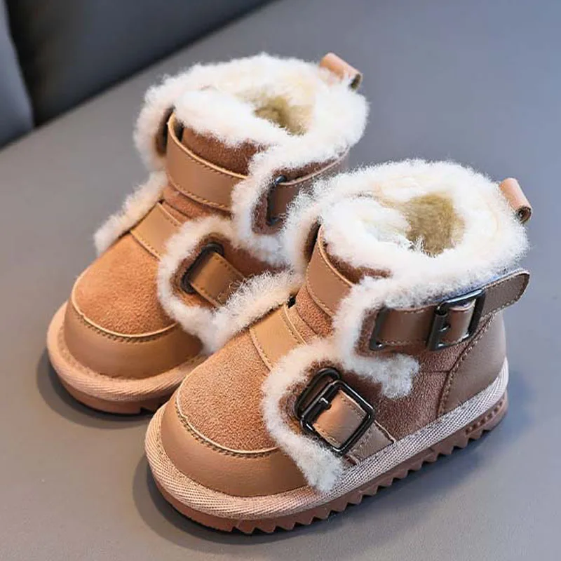 Winter Kids Genuine Leather Snow Boots Infant Baby Girl Shoes Warm Toddler Sneakers Fashion Boys Children Boots CSH1222