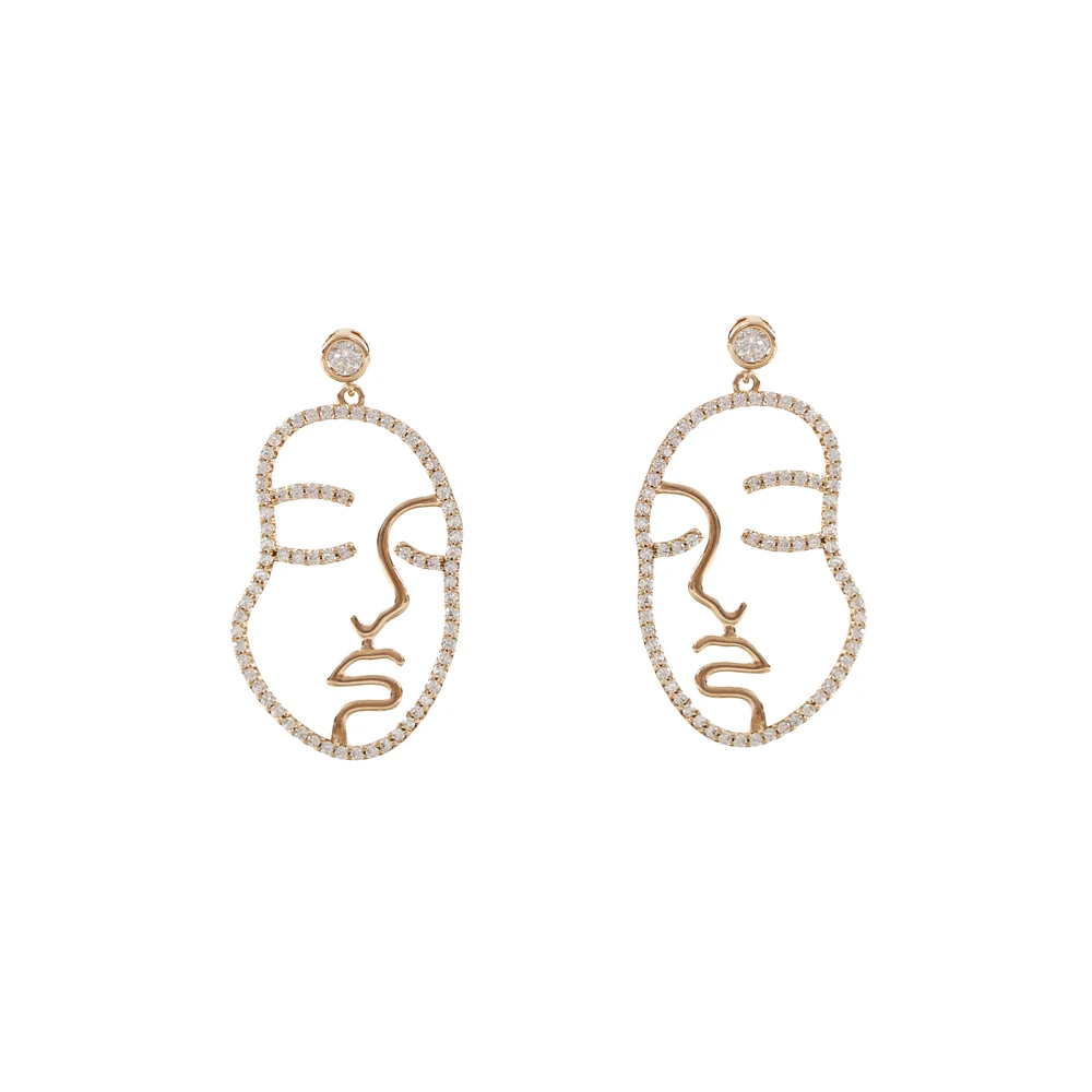 LANFLORA fashion face contracted women stud earrings for birthday gift copper alloy cheap factory shop earrings wholesale price