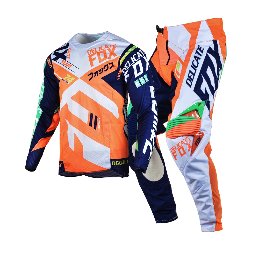 

MX Combo 360 Divizion Jersey Pants Motocross Racing Gear Set Mountain Bike Bicycle Cycling Outfit Mens Motorbike Orange Suit