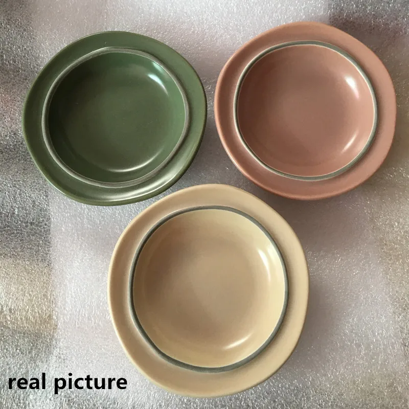 Nordic Style Ceramic Tableware Dishes Spoon Plates Creative Set Soup Bowl  Household Combination Dinnerware