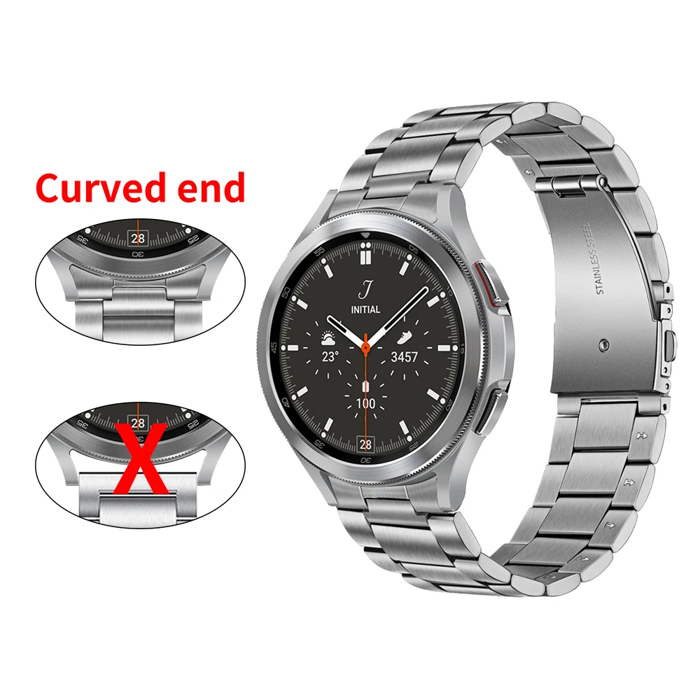 Curved end Stainless Steel No Gap Metal Band For Samsung Galaxy Watch 5/4 Classic 46mm 42mm 44mm 40mm Replacement Strap Bracelet