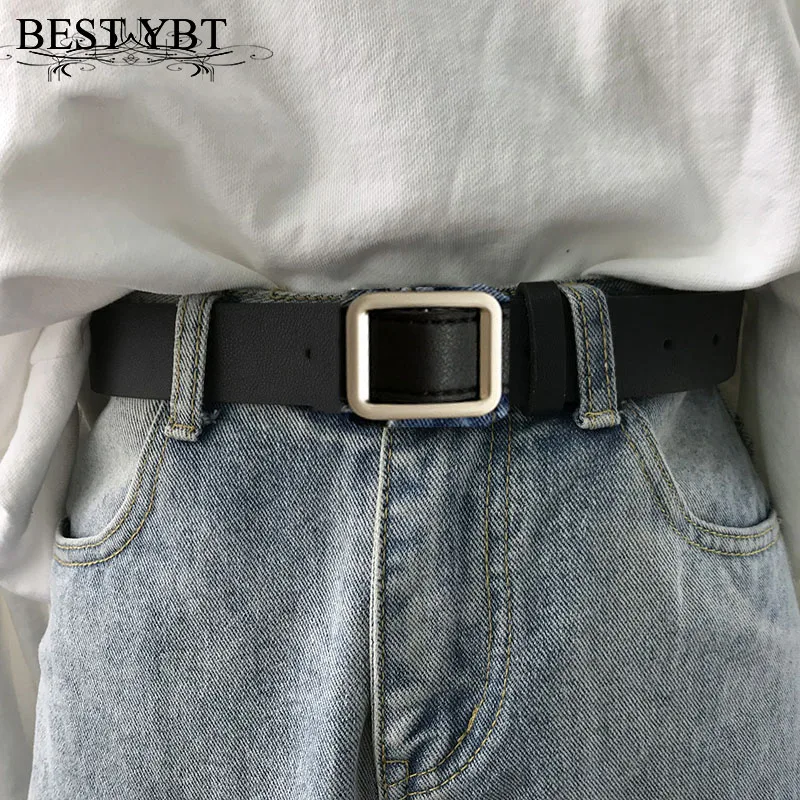 

Best YBT PU Leather Belt For Women Square Buckle Pin Buckle Jeans Black Belt Chic Luxury Brand Fancy Vintage Strap Female Belt