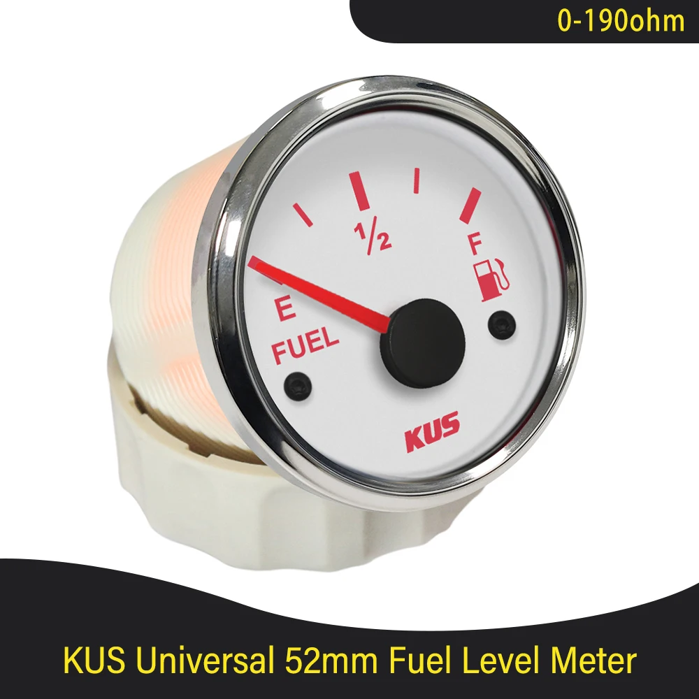 KUS 52mm 0-190ohm 240-33ohm Boat Fuel Level Gauge Waterproof Car Fuel Gauge with Red/Yellow Backlight fit Car Motorcycle Boat