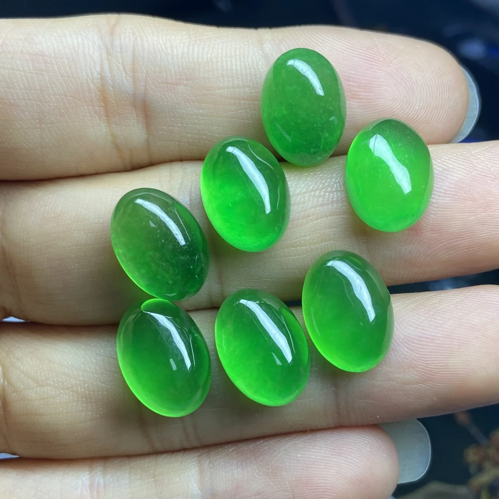 Meisidian-Natural Verde Jadeite Gemstone, Forma Oval, Flatback Cabochão Pedra, 20x15mm