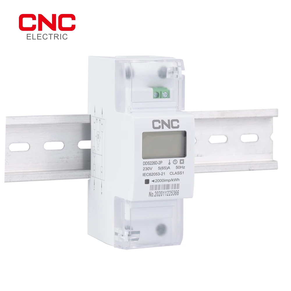 CNC DDS226D-2P LCD 65A 100A 220V 230V 50Hz 60Hz Single-phase Din-rail Energy Meter Active Energy Import Export kWh