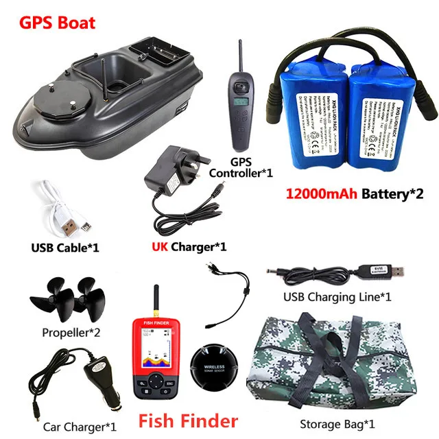 GPS Aasboot 500M 3KG Laadvermogen 40 stuks GPS Puntvisserij Aasboot 2 Bakken GPS Autonavigatie LCD Scherm Viszoeker Nestboot